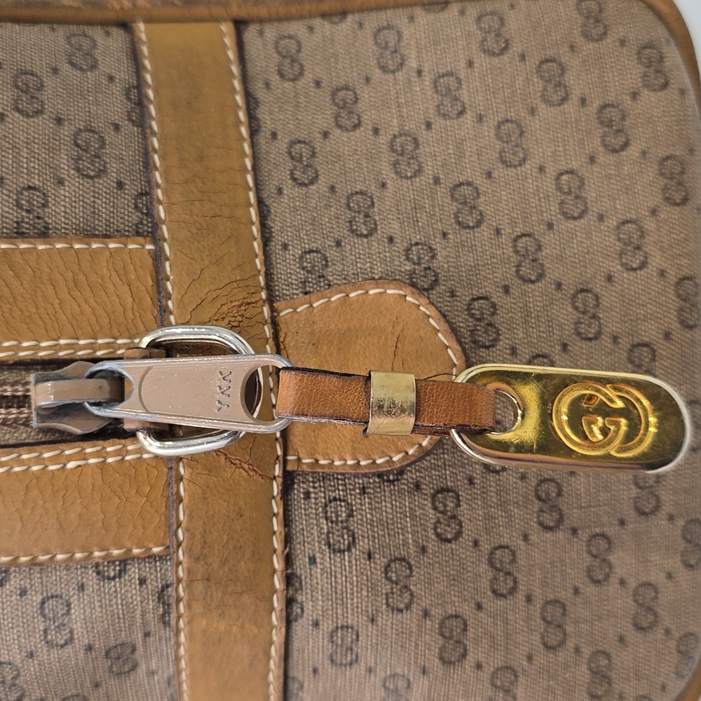GUCCI - Vintage GG Supreme Boston Bag in Tan, PVC & Leather, with Sherry Line - Picture 6 of 17